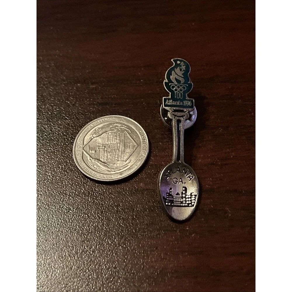 Vintage 1996 Atlanta Olympics Georgia‎ Silver-Toned Spoon Lapel Hat Pin